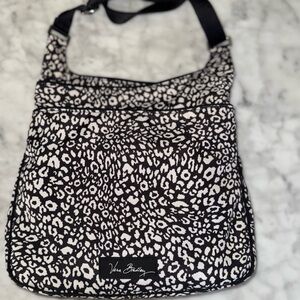 Vera Bradley - retired canvas black & white Camocat Leopard Print Crossbody Bag